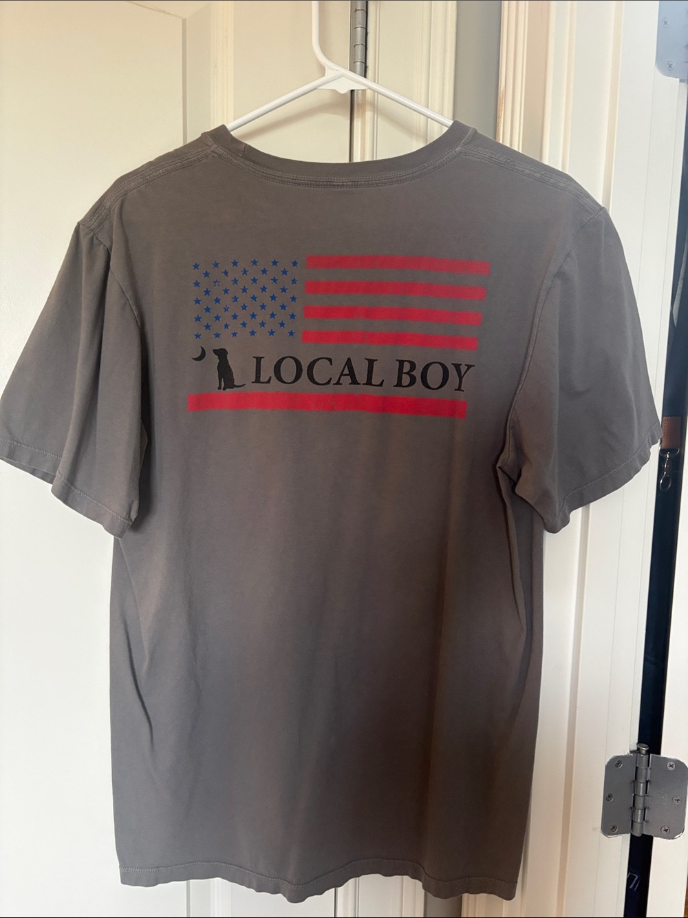 Local Boy Men's Gray Short-Sleeve Graphic Tee with Flag Print